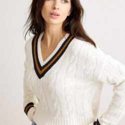 Blair Cable V-Neck Sweater - Image 3